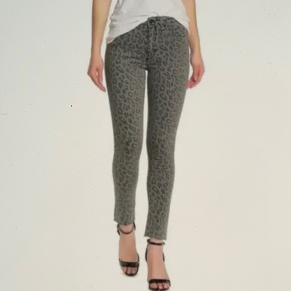 Joe’s Jeans grey leopard print high rise frayed hem skinny jeans Size 27 - Picture 1 of 9